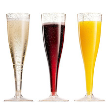 Hot Sale 5oz gold glitter plastic champagne flutes PS Disposable Wedding Party Cocktail Cups